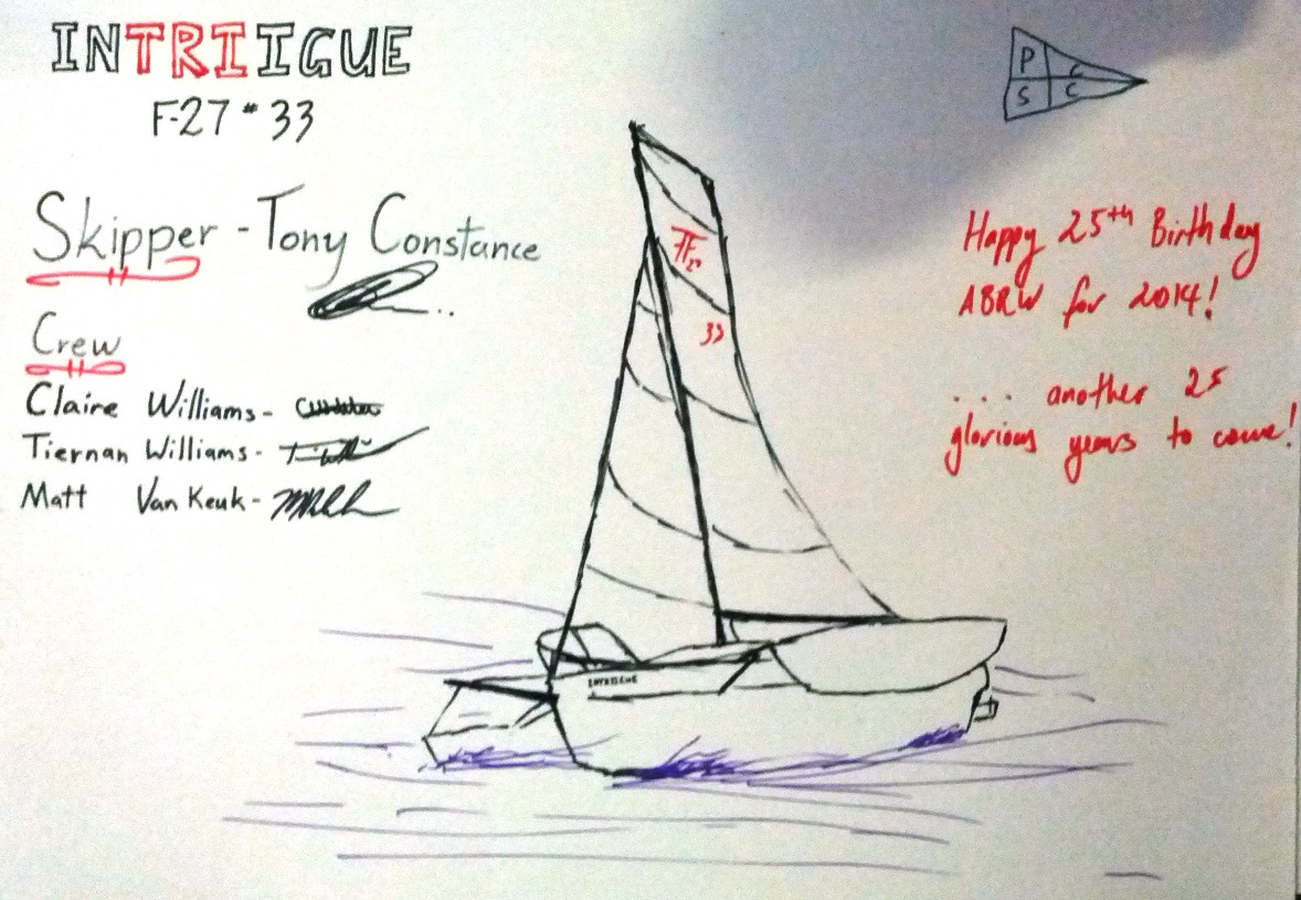 Our Entry In The Regatta Birthday book Drawn By Tiernan Williams